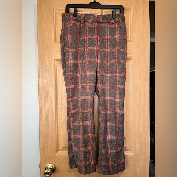 7th Avenue Design Studio by New York & Company Orange & Brown Plaid Pants - Picture 2 of 11